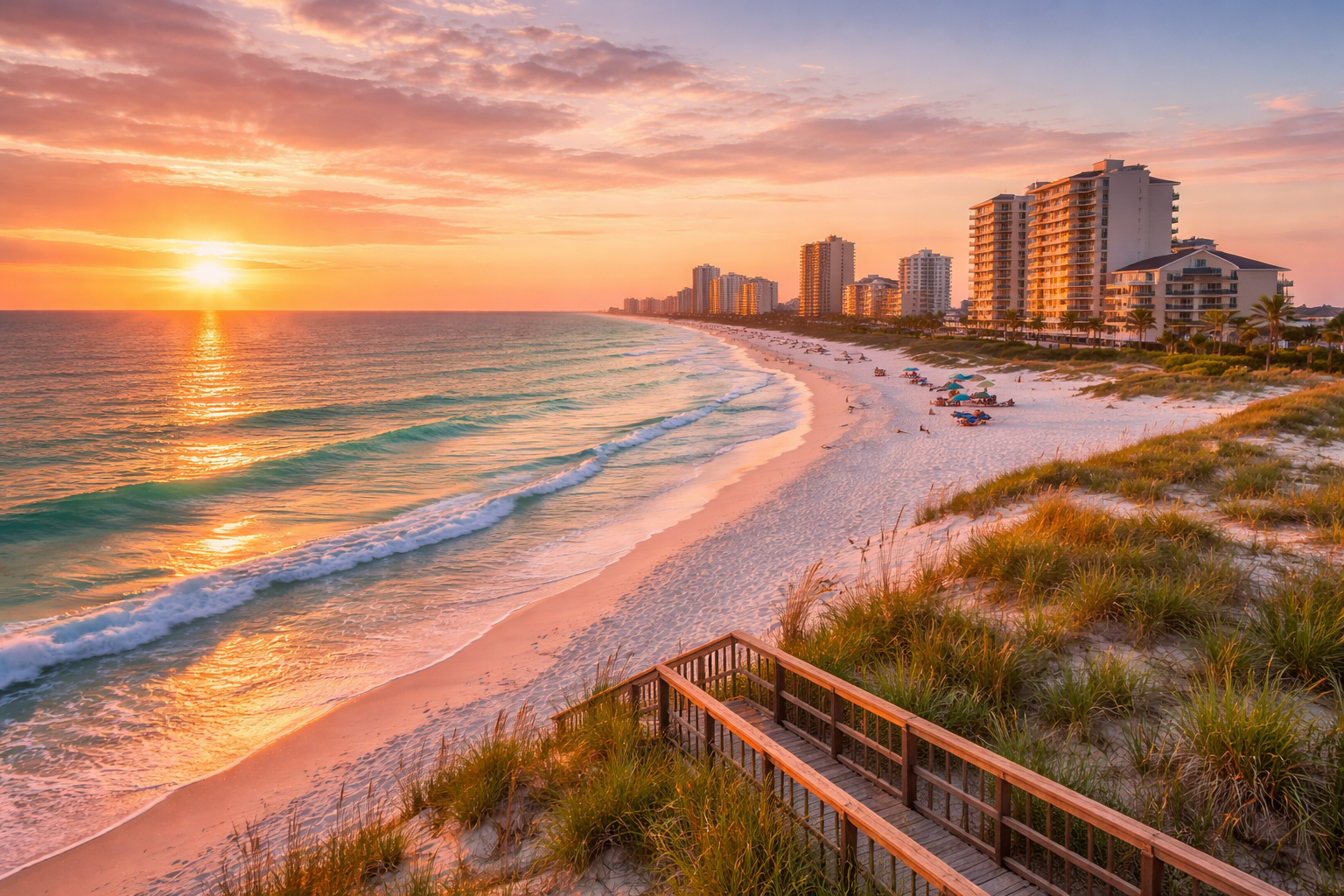 Gulf Shores の朝の海辺