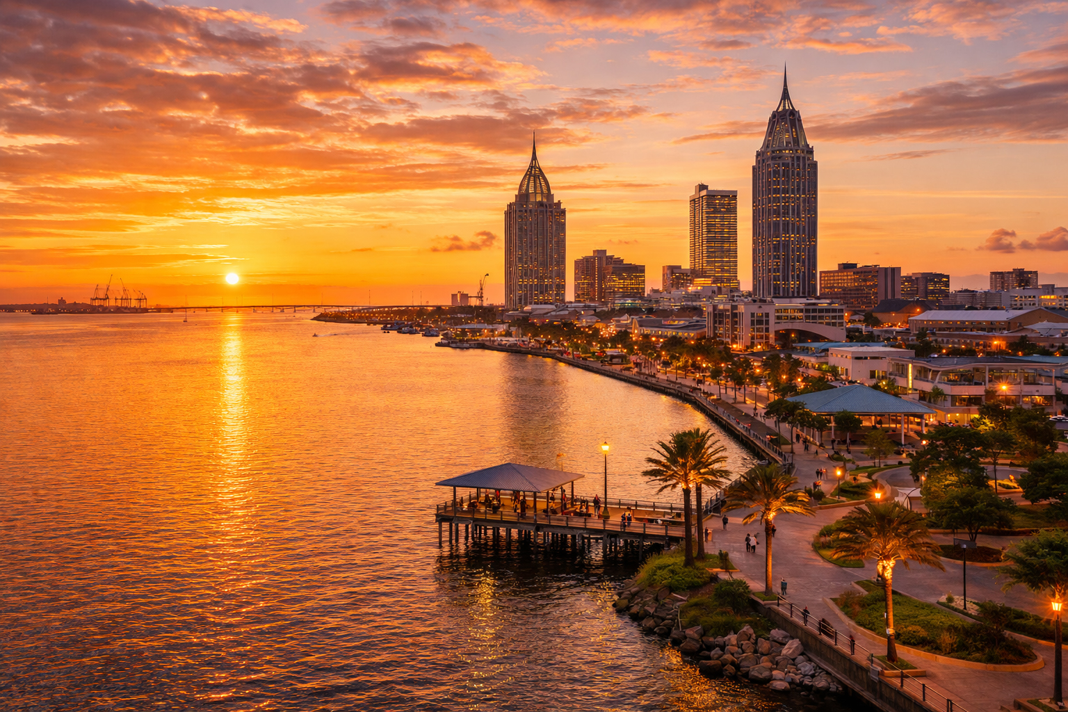 Mobile Bay の金色の光