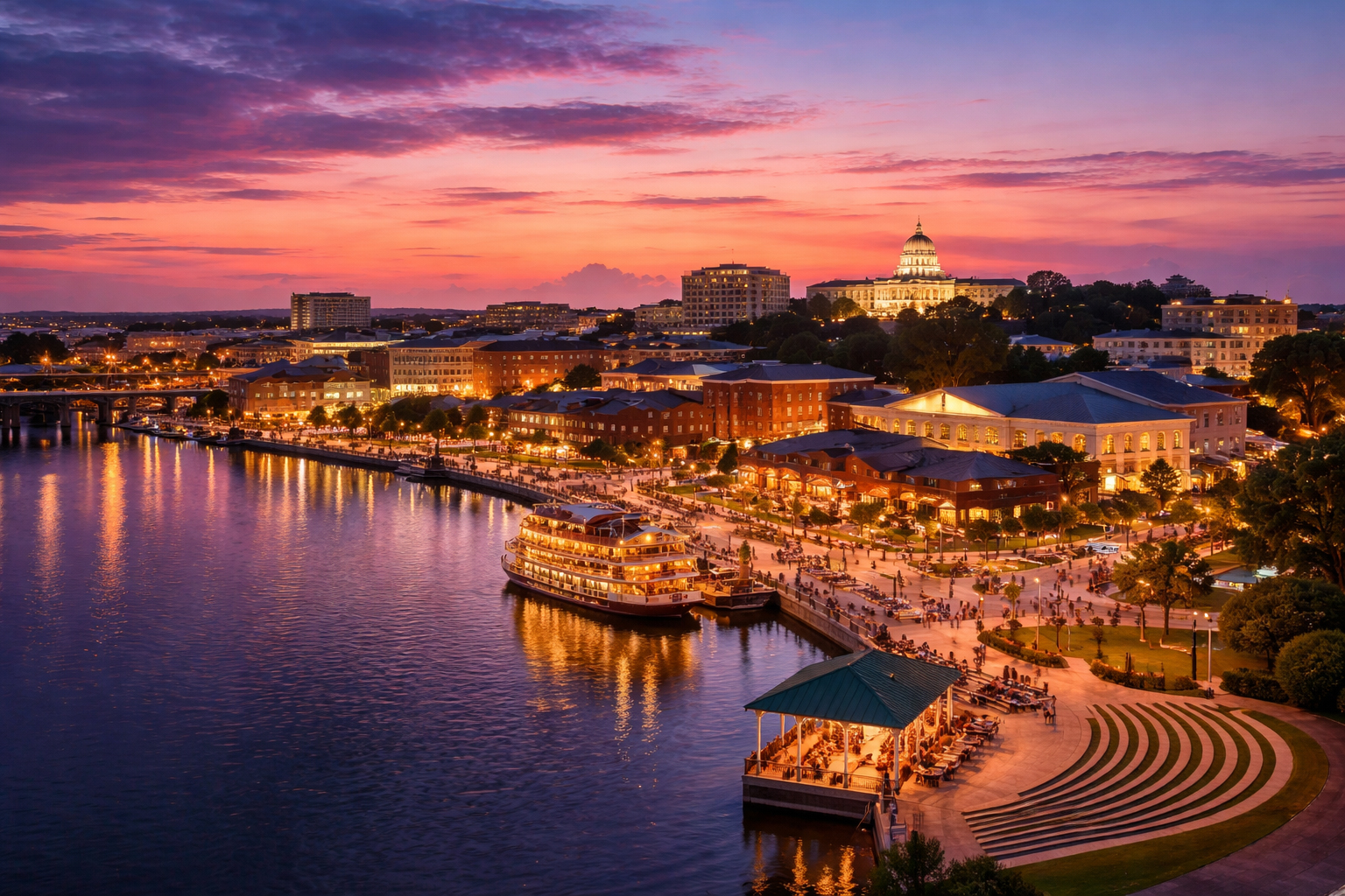 モンゴメリーの夕方の落ち着いた町並み