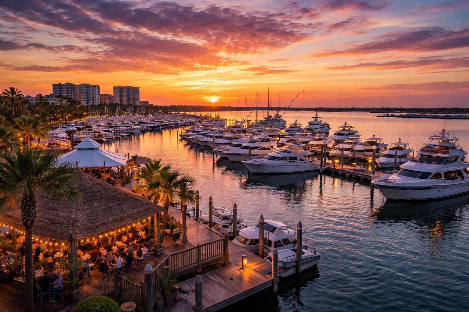 マリーナと夕景のある Orange Beach